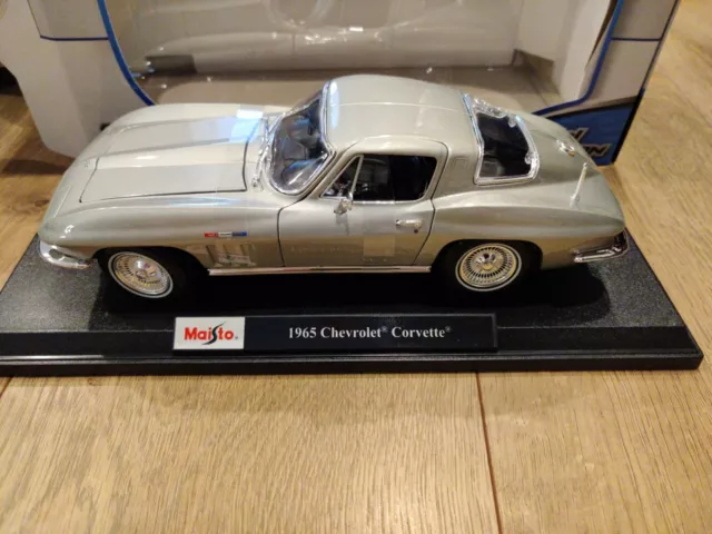 ⭐NEW⭐ 1965 Chevrolet Corvette Maisto Diecast Car Silver 1:18 Scale Special Ed.