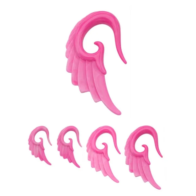 PAIR-Tapers Hangers Wings Pink Acrylic 11mm/7/16" Gauge Body Jewelry