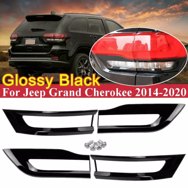 Gloss Black Tail Light Lamp Cover Trim Bezel For Jeep Grand Cherokee 2014-20