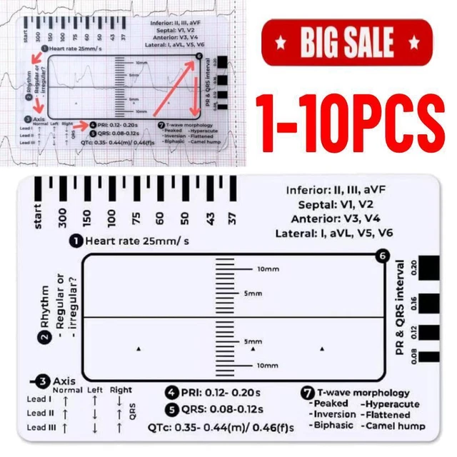 ECG/EKG 7 STEP Ruler Card For ECG/EKG Interpretation,Portable ECG EKG ...