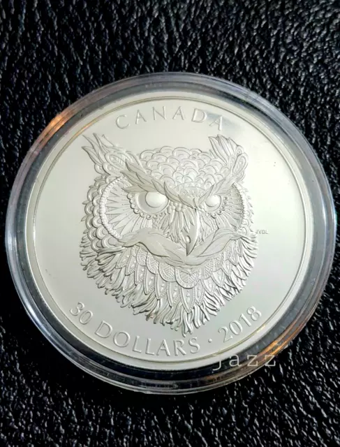 2018 2oz Pure Silver $30 Proof Coin Zentangle Art The Great Horned Owl