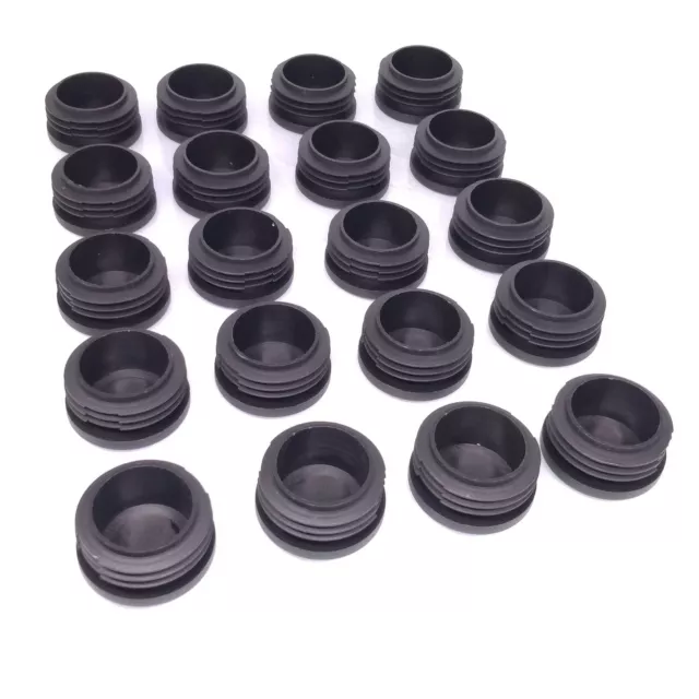 20pcs Round Plastic Black Blanking End Cap Caps Tube Pipe Inserts Plug Bung 38mm