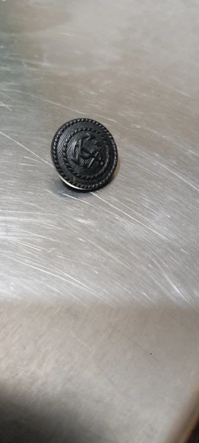 Antique Early Anchor Button Navy Anchor Metal Uniform Button 5/8" Black Round