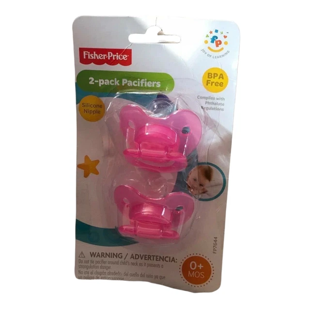 Fisher Price 0+ Mo 2 Pack Pink Pacifiers Silicone Nipple BPA Free NEW NIP HTF