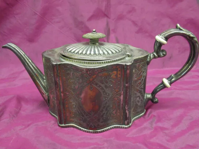 Antique Victorian W Clark & Co 3297 Ornate Silver plate Tea pot