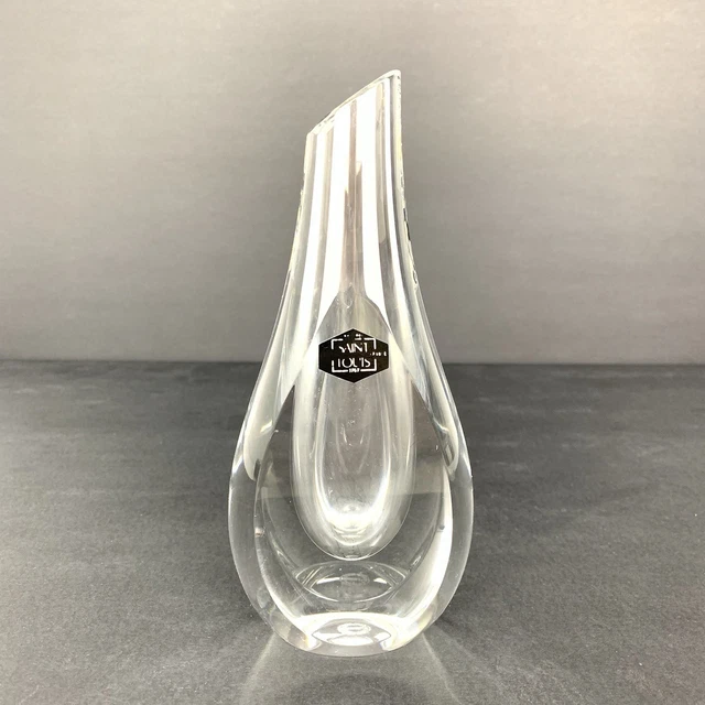 SAINT LOUIS GLASS Vase Teardrop France Stamped French Crystal Vtg