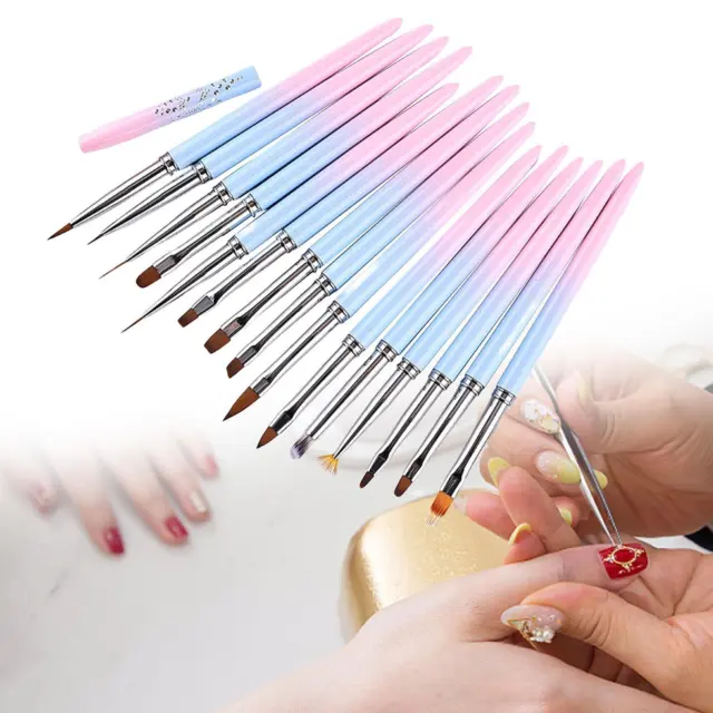 Set di pennelli per nail art da 15 pezzi, strumenti per manicure fai da te