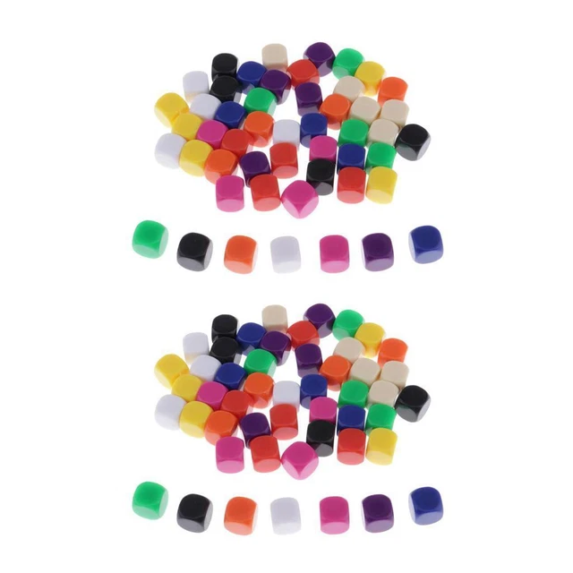 100 Pack Creative Opaque Blank 6 Sided Dice 16mm for DND Casino Supplies