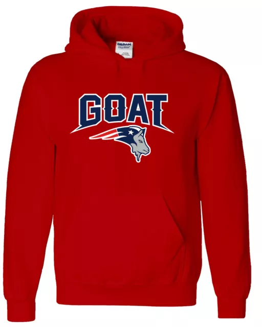 RED Tom Brady New England Patriots "NEW GOAT LOGO" Hoodie SWEATSHIRT