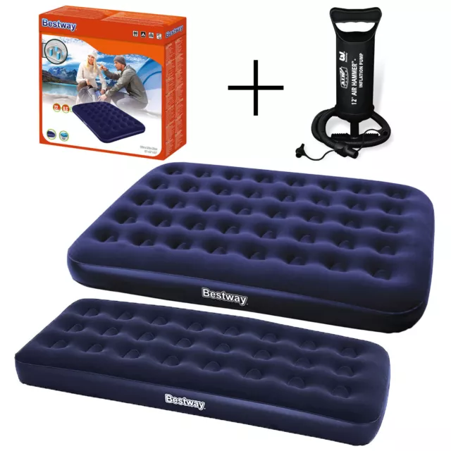 Double Single Airbed Flocked Camping Inflatable Mattress Blow Up Air Bed Pump