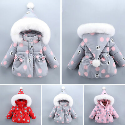 Baby Girl Warm Cute Newborn Hooded Coat Jacket Infant Kids Winter Outerwear Tops