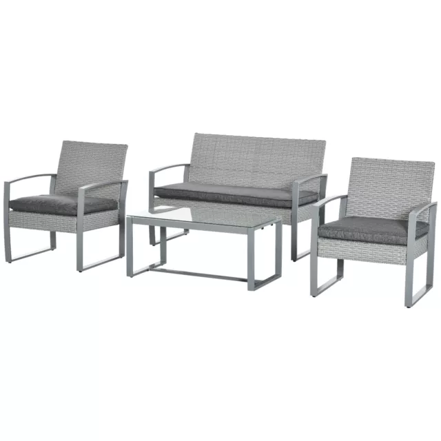 Outsunny Salotto da Giardino in Rattan Grigio Set Mobili da Esterno