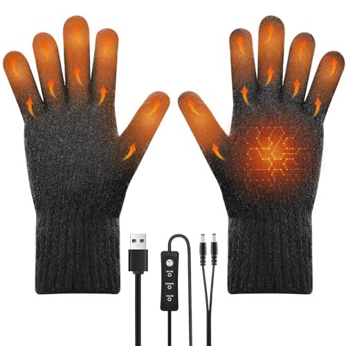 Gants Chauffants USB pour Homme Femme Gants Chauffants électriques pour l'hiv...