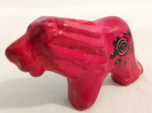 Carved Soapstone Lion Hand Painted Kenya Red King Of Beasts Pocket Pal