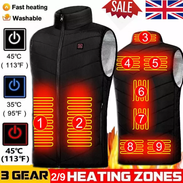 Electric USB Heated Vest Jacket Cloth Warm Up Heating Pad Body Warmer Women Men