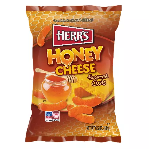 907955 1 x 184g BAG HERR'S HERRS HONEY CHEESE FLAVOURED CHEESE CURLS CHIPS