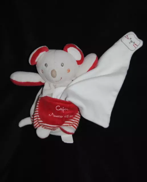 Peluche doudou souris cajou mouchoir blanc SUCRE D'ORGE ours poche rouge TTBE