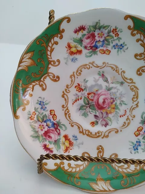 Royal Albert Crown Englush China 'Albany Green ' Saucer Rare Find Mint 14cm 3