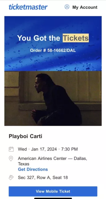 Playboi Carti Ticket - Dallas