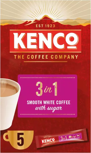 Kenco 3in1 Smooth White Instant Coffee with Sugar Sachets (Pack of 7, Total 35