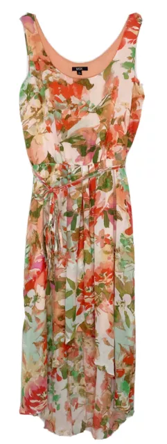 NWT MSK Pink Bright Floral High Low Asymmetric Blouson Sleeveless MIDI Dress 6