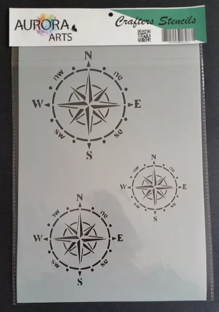 Stencil by Aurora Arts A4 Nautical Compass 190mic Mylar craft stencil 072