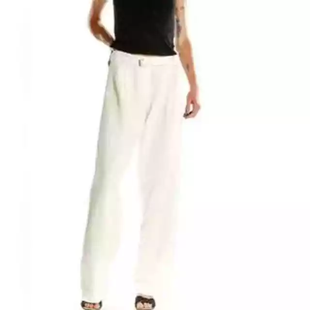 NWOT ATM Anthony Thomas Melillo Womens White Pleated Front Wide Leg Pants Sz 10