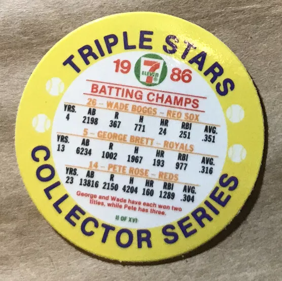 George Brett - Pete Rose - Wade Boggs #C2 1986 Seven-Eleven Coin 2