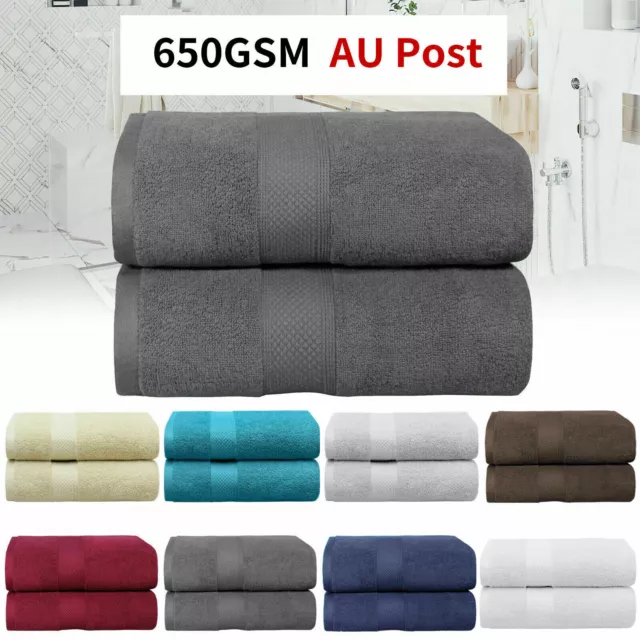 2x 100% Cotton Extra Large Jumbo Bath Sheets 650GSM Soft Towels 90 x 180 cm AU