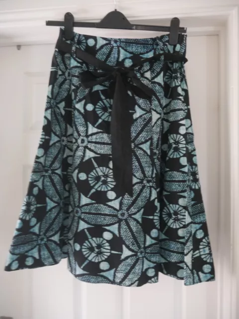 Gonna in cotone Wallis taglia 12 estate classica retrò floreale verde turchese nera