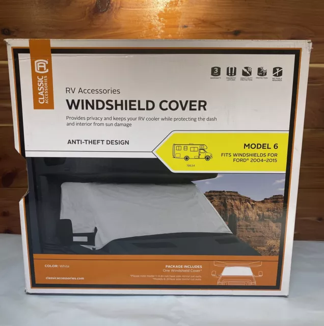 RV Motorhome Windshield Cover for Ford 2004-2015 - White | 78634 RV Motorhome Windshield Cover for Ford 2004-2015 - White | 78634