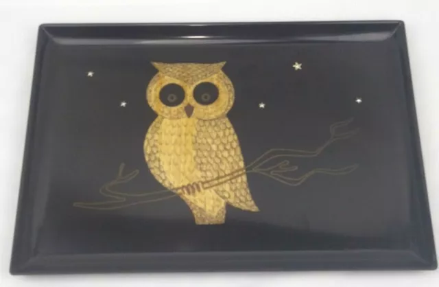 Couroc by Monterey Owl Inlay Serving Tray Vintage