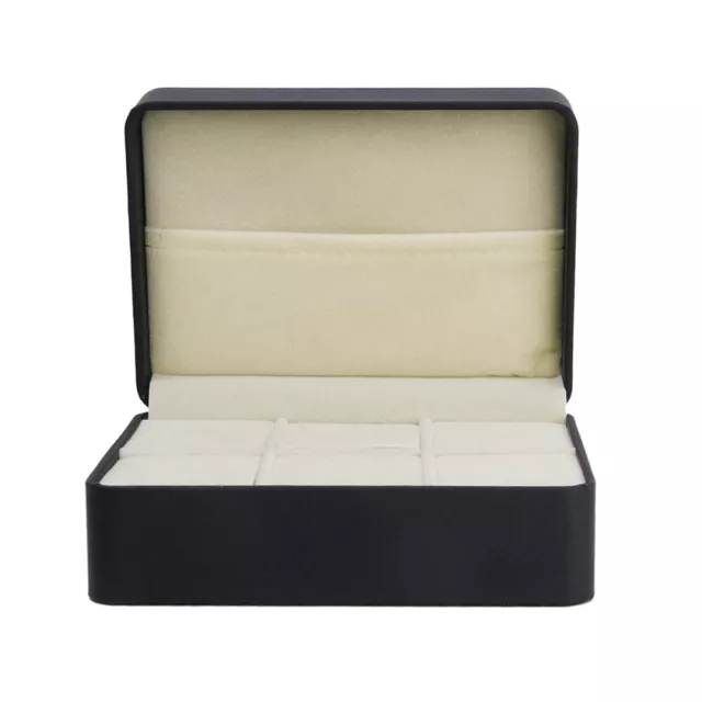 6-Compartment Cufflink Necktie Tie Clip Bar Storage Display Case Box (Black)