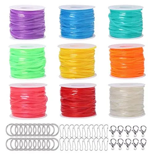 Lanyard String Kit, 6Pack Plastic Lacing Cord Gimp String Lanyard Weaving  Kit f
