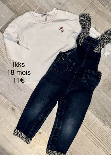 Ikks 18 Mois Bébé Fille : Salopette Jean E Et T Shirt  Été