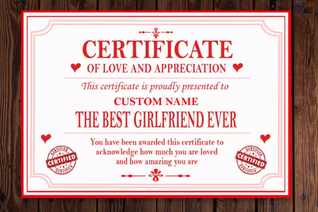 Best - Boyfriend Girlfriend Husband or Wife Certificate