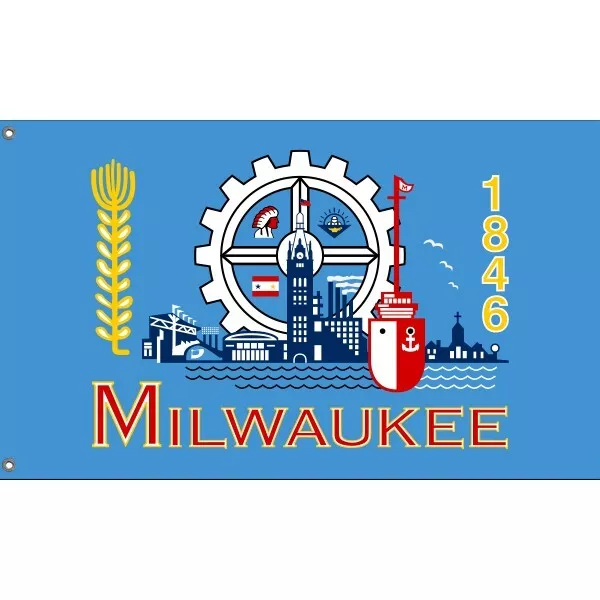 Milwaukee Flag, Wisconsin USA | Fahne Unikales Design 90x150Herg. in EU 3