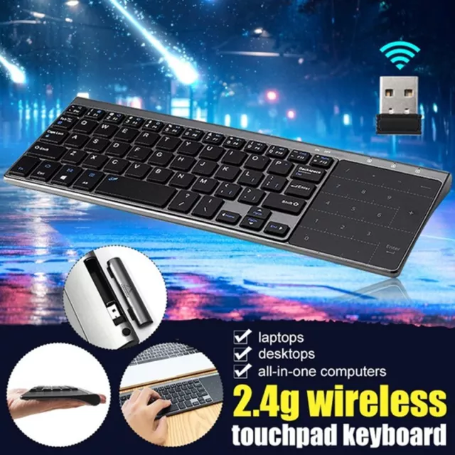 2.4G Ultra Thin Wireless Keyboard W/ Touch-pad Mouse For Android Smart TV Box PC