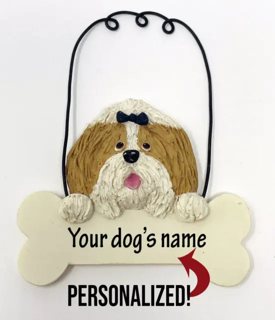 Personalized Shih Tzu Dog Name Mini Sign Hanger Decor Figure Ornament