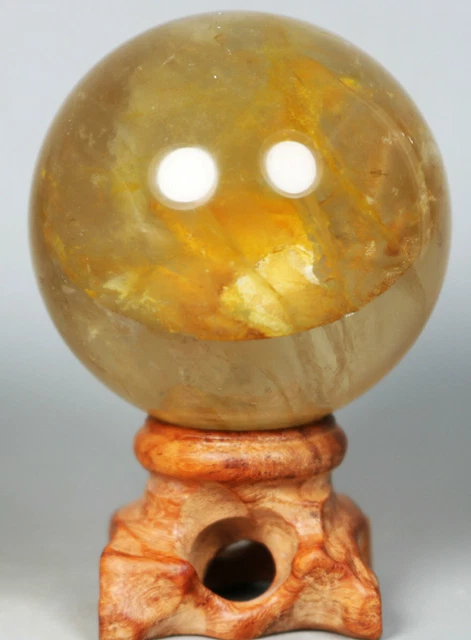 NATURAL Yellow PHANTOM MULTI INCLUSIONS Rainbow CRYSTAL polishing sphere Ball