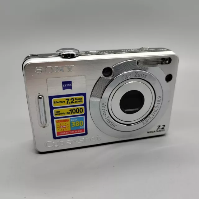 Sony Cybershot DSC-W55 7.2MP Compact Digital Camera Silver Tested