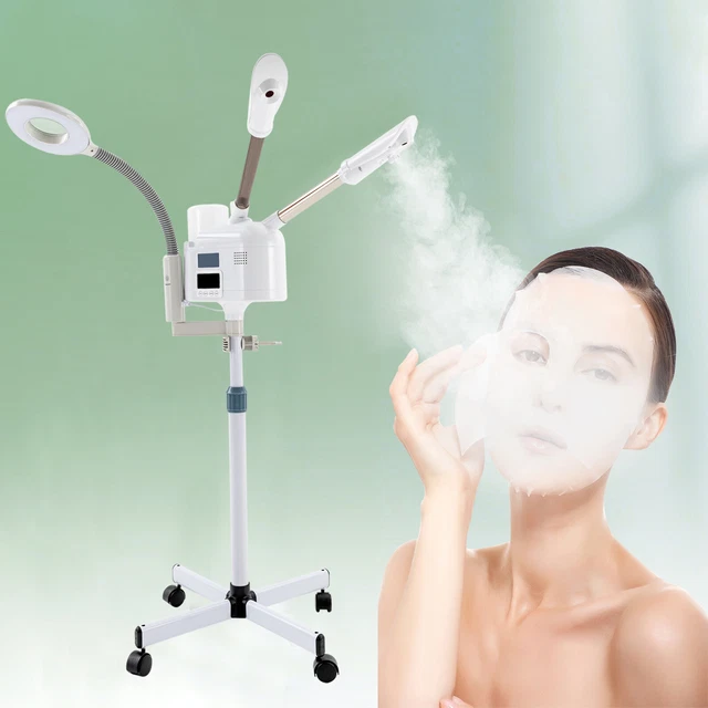 3 IN 1 Facial Steamer Magnifying Lamp Hot&Cold Ozone Machine Spa Salon