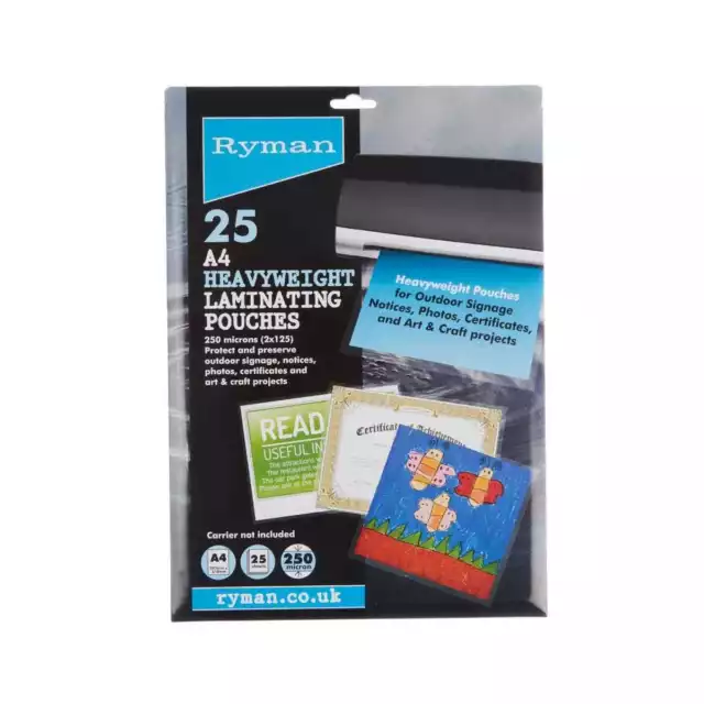 Ryman Laminating Pouches A4 250 Micron Pack of 25