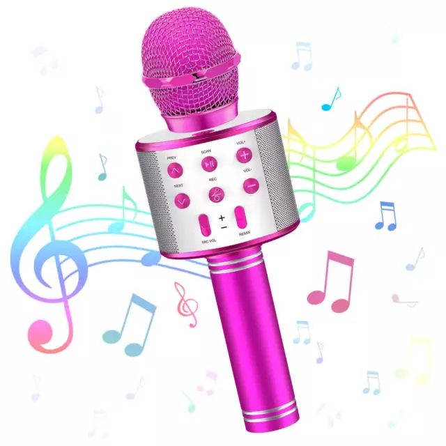 Wireless Bluetooth Handheld Karaoke Microphone Speaker KTV Player Kids Mic Party