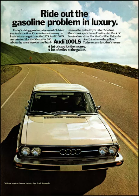 1974 Audi 100LS car automobile highway driving road vintage photo Print Ad ads34