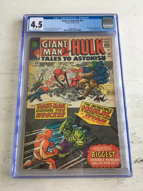 Cgc Tales To Astonish #63 1965 Marvel 4.5 1St App Of The Leader!!!