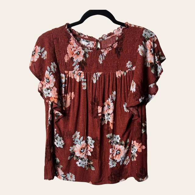 Women’s Maurices Short Sleeve Top Size 0 Ruffles Glitter