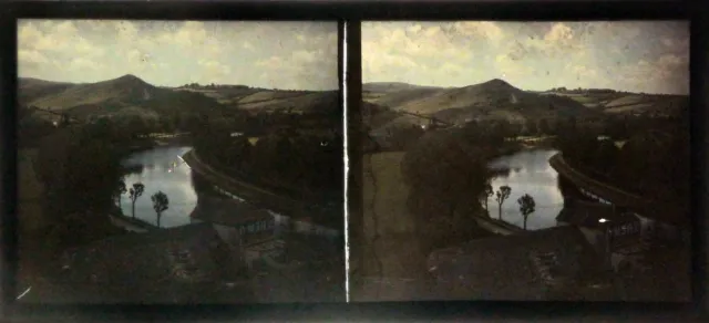 Bretagne.Châteaulin.Finistère.Pont.4 Autochromes Stereo Lumière.6x13+Boite.1924. 3