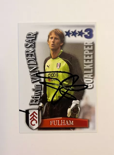 Hand signed football trading card of EDWIN VAN DER SAR, FULHAM FC autograph