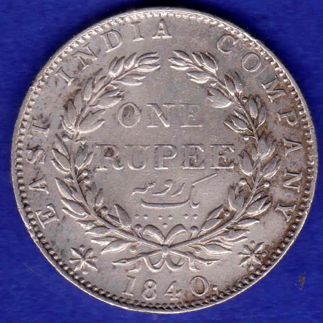 British India-1840-Continues Legend-Victoria-One Rupee-Very Rare Silver Coin